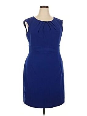 Sleeveless Cobalt Pleated Waist Sheath Midi Dress Size 8